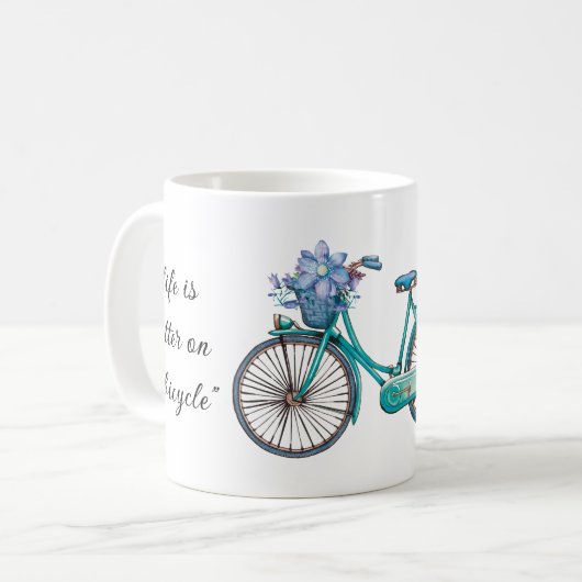 Mug Vélo Floral Aquarelle Design Boho Chic (Devant gauche)