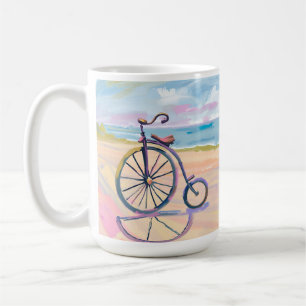 Mug Vélo Penny farthing garé sur la plage