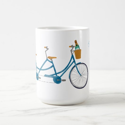 Mug Vélo pour deux aquarelles Vélo et Noms (Centre)