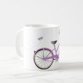 Mug Vélo pourpre avec papillons (Devant gauche)