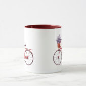 Mug Vélo Vintage Aquarelle avec fleurs  (Centre)