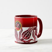 Mug VELVET ROUGE DAMAS TULIPE MONOGRAMME Bordeaux Blan (Devant droit)