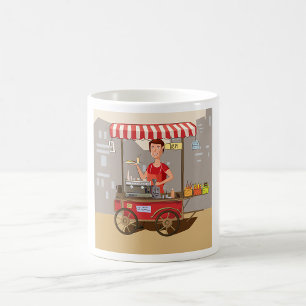 Mug Vendeur de street food souriant Chariot de nourrit