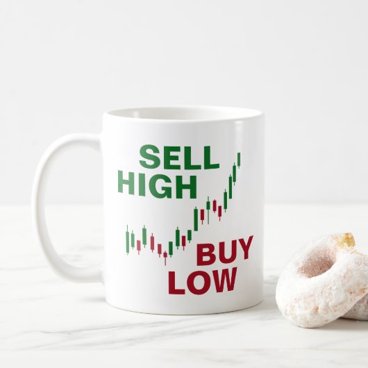 Mug Vendre haut / Acheter bas Stock Trader (Avec donut)