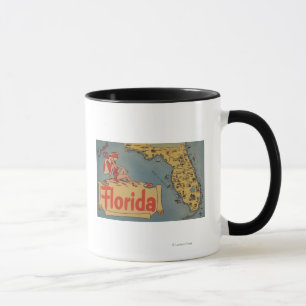 Mug Venez en Floride Carte de l'État, Pin-Up Girl