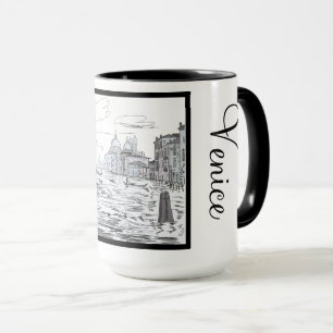 Mug Venice City Ringer noir et blanc 15oz