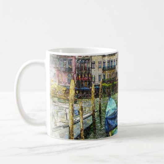 Mug Venise colorée Italie Gondola peinture scène (Gauche)