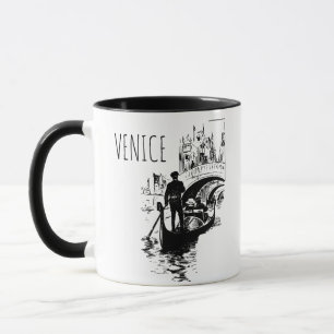 Mug Venise Italie Gondole Noir Blanc