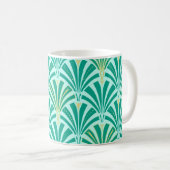 Mug Ventilateur Art déco motif - turquoise sur aqua (Devant droit)