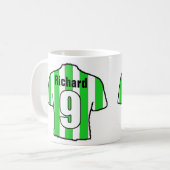 Mug Ventilateur de football Vert & Blanc Strier Chemis (Devant gauche)
