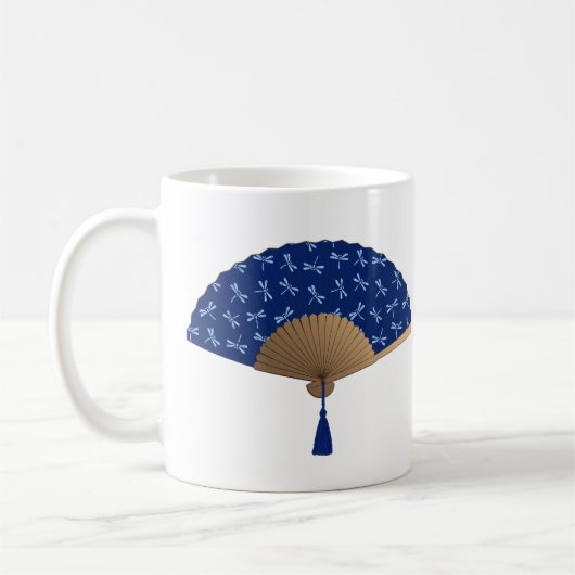 Mug Ventilateur japonais, Motif de libellules, bleu Co (Gauche)