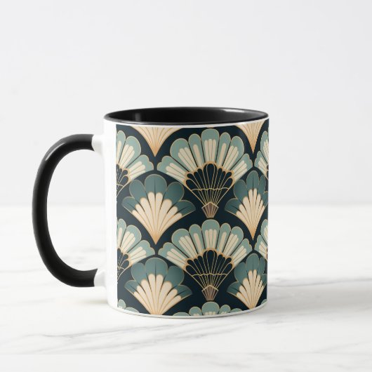 Mug Ventilateur Turquoise et beige d'inspiration japon (Gauche)