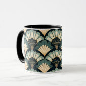 Mug Ventilateur Turquoise et beige d'inspiration japon (Devant gauche)