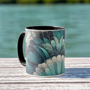 Mug Ventilateurs Art Nouveau bleu et argent
