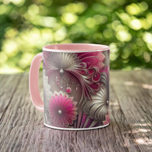Mug Ventilateurs Art nouveau rose et argent