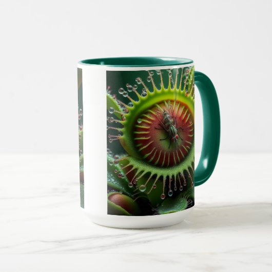 Mug Vénus Flytrap Floral Vert et Rouge (Devant droit)