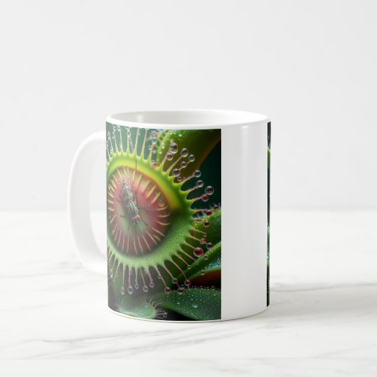 Mug Vénus Flytrap Floral Vert et Rouge (Devant gauche)