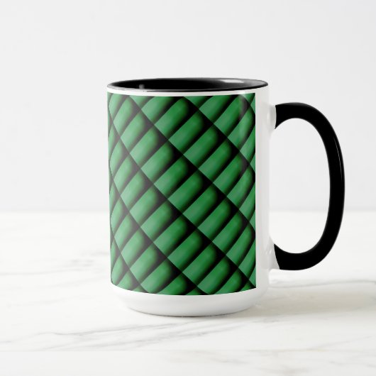 Mug Verde com retângulos, listras com efeito de sombra (Droite)