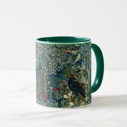 MUG VERDURE, ANIMAUX FORESTIERS, RAVÉS EN FLORAL VERT (Devant droit)