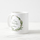 Mug Verdure de Noël rustique Wreath personnalisée (Devant gauche)