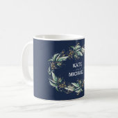 Mug Verdure et or Marine Blue Wreath Élégant (Devant gauche)