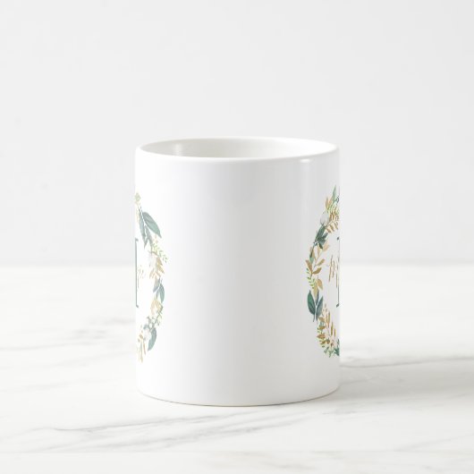 Mug Verdure or Floral Wreath Custom Monogramme (Centre)