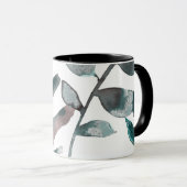 Mug Verdure rustique Bleue Botanique Feuille Aquarelle (Devant droit)