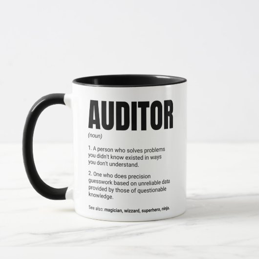 Mug Vérificateur Définition Travail amusant (Gauche)