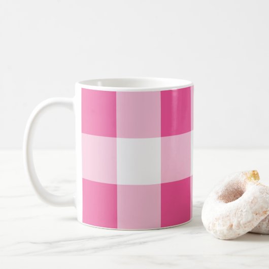 Mug Vérification de buffle rose blanc (Avec donut)