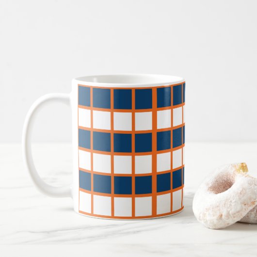 Mug Vérifications Bleu Blanc Orange Carreaux (Avec donut)