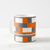 Mug Vérifications Rayures Orange Gris Blanc Motif (Devant gauche)