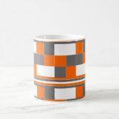 Mug Vérifications Rayures Orange Gris Blanc Motif (Centre)