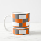 Mug Vérifications Rayures Orange Gris Blanc Motif (Gauche)