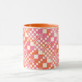 Mug Vérifié, Chèques - rose, orange et crème (Centre)