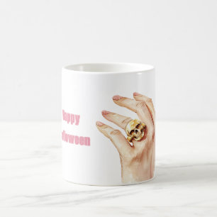 Mug Vernis à Ongles Rose Main Halloween Bague Crâne