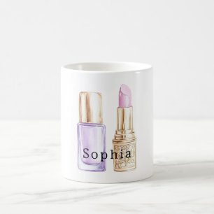 Mug Vernis à ongles violet Rouge à lèvres rose