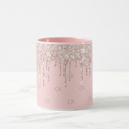 Mug Vernis rose vif éclat monogramme (Centre)