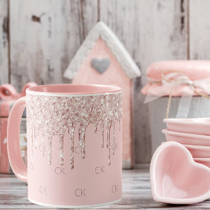 Mug Vernis rose vif éclat monogramme