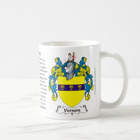 Mug Vernon, l'origine, la signification et la crête (Droite)