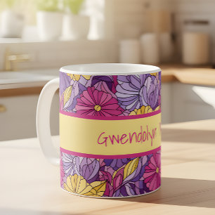 Mug Verre Cathédrale Abstrait Violet Jaune Rose
