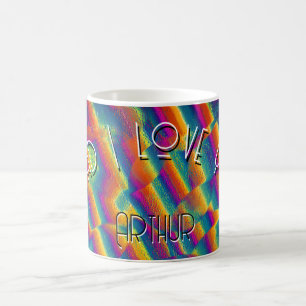 Mug Verre coloré abstrait papa je t'aime personnalisé