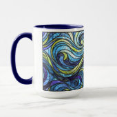 Mug Verre coloré vagues bleues café (Gauche)
