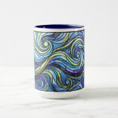 Mug Verre coloré vagues bleues café (Centre)