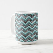 Mug Verre coupé foncé et Zigzag Turquoise (Devant gauche)