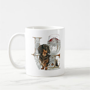 Mug Verre Dachshund Vin Fabriqué mot d'amour
