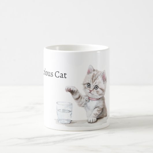 Mug Verre de chat curieux mignon (Centre)