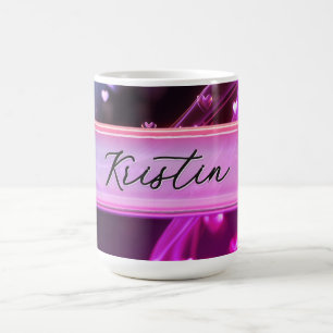 Mug Verre Fille Puissante Nom Personnalisé Café Pers