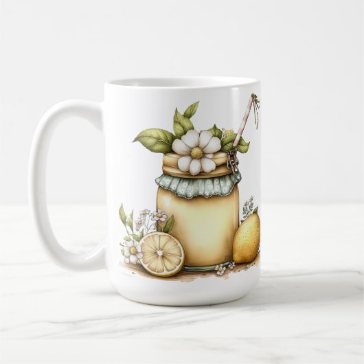 MUG VERRE PASTEL DE CITRONNÉE ET FLEURS (Gauche)
