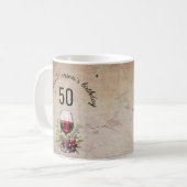 Mug Verre rouge Olive Aquarelle 50e anniversaire (Devant gauche)