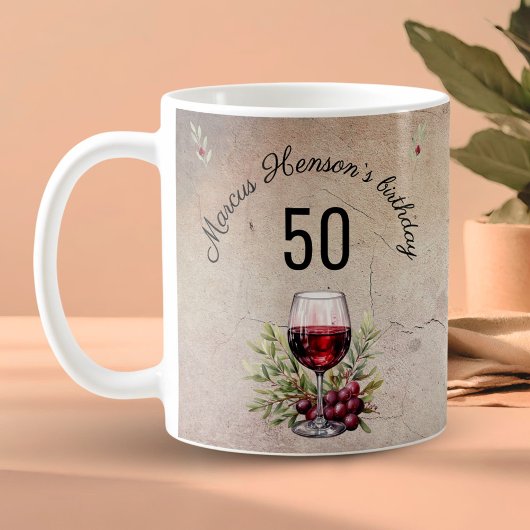 Mug Verre rouge Olive Aquarelle 50e anniversaire